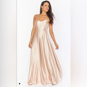 Show Me Your MuMu Satin Maxi Dress in Champagne